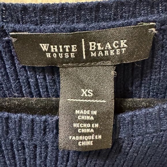 White House Black Market Midnight Blue Knit Top Size Extra Small - Picture 2 of 6
